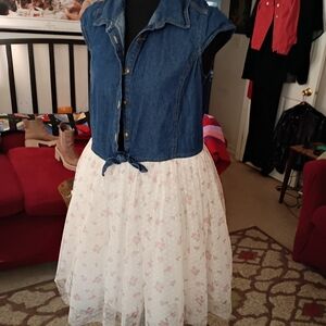 Lilt Big Girls/Small Women's Denim Tulle Dress